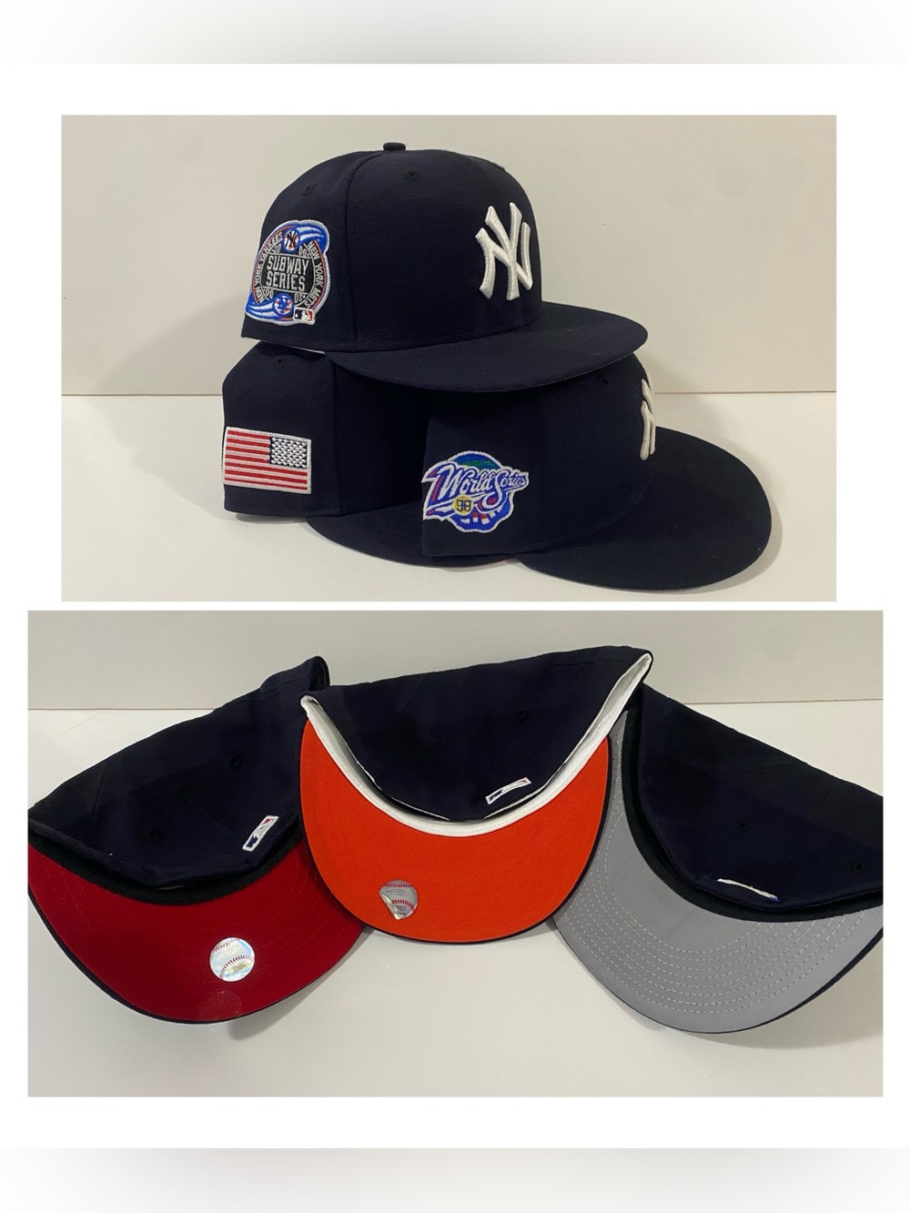 New Era 59Fifty 5950 New York Yankee Side Patch Fitted Hat Lot Of 3